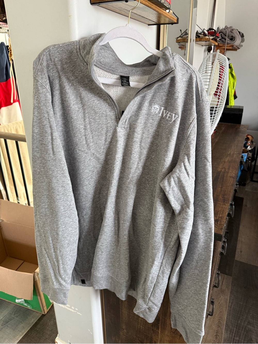 Men's Grey Quarter-Zip Pullover Sweater Ivey Business School